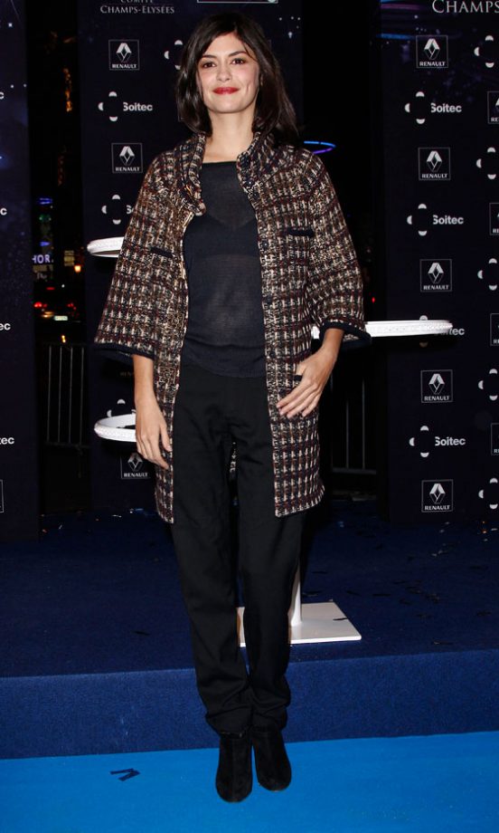 Audrey Tautou Channelled Parisian Chic In A Boucle Coat To Turn On The Christmas Lights On The Champs-Elysees. 2011