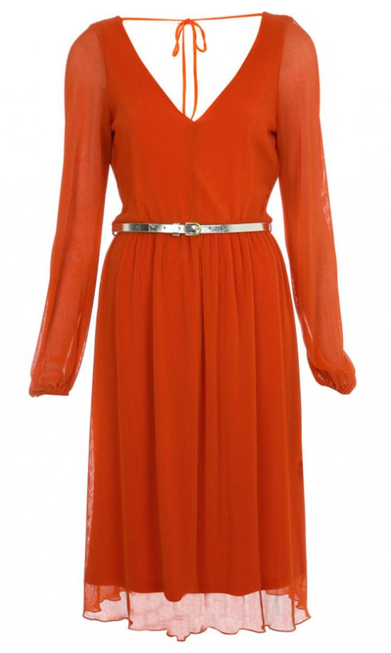 Miss Selfridge Orange Pleated Dress, £45