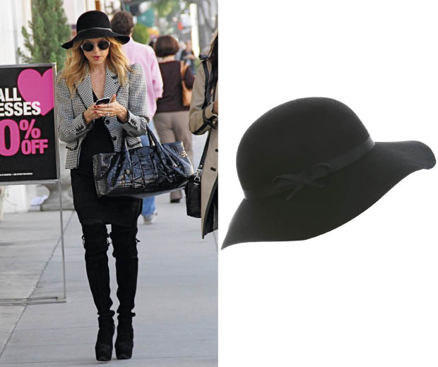 Rachel Zoe in a floppy hat and round sunglasses,get the look with this floppy hat from Miss Selfridge