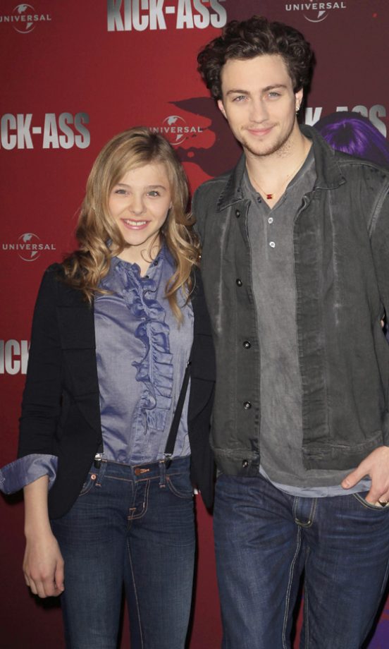 Chloë Moretz With Kick-Ass Co Star Aaron Johnson At The Premiere Of The Film, 2010