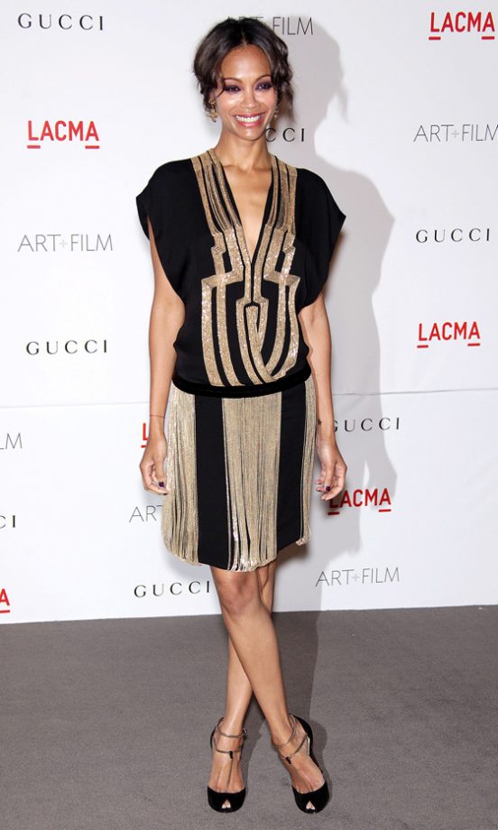 Zoe Saldana Kept The Styling Really Clean - That Gucci Dress Just Doesn't Need Accessorising