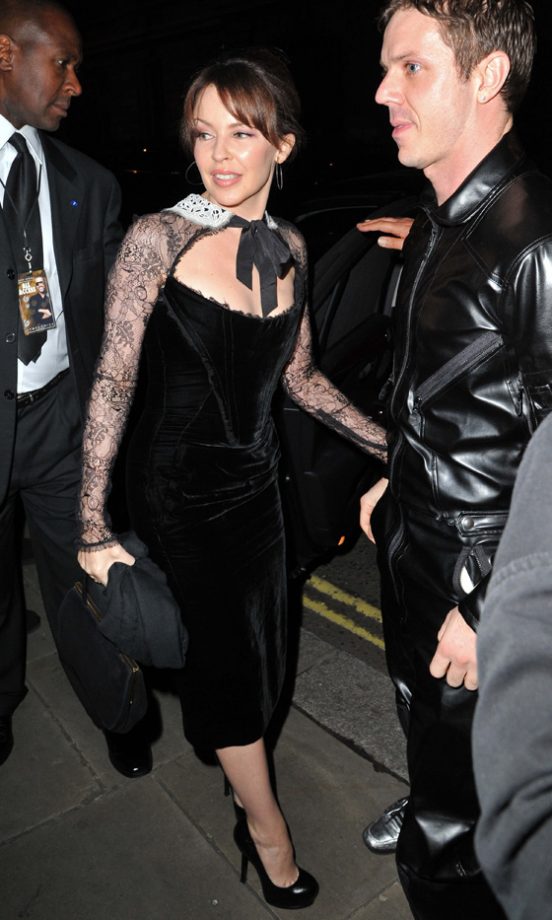 Gorgeous: Kylie Minogue Hit The Town Wearing Lace - And Accessorized With A Scissor Sister!