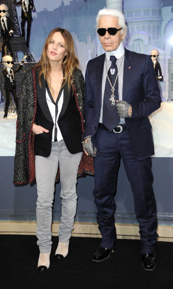 Vanessa Paradis Hits Paris With Fashion Designer Karl Lagerfeld To Reveal The Christmas Windows At Printemps, 2011