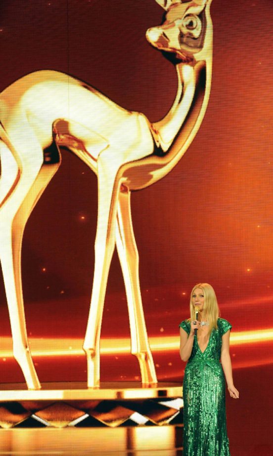 Gwyneth Paltrow Nearly Disappears Into The Stage Background At The Bambi Awards 2011- Luckily Her Elie Saab Dress Ensures She Doesn't, 2011