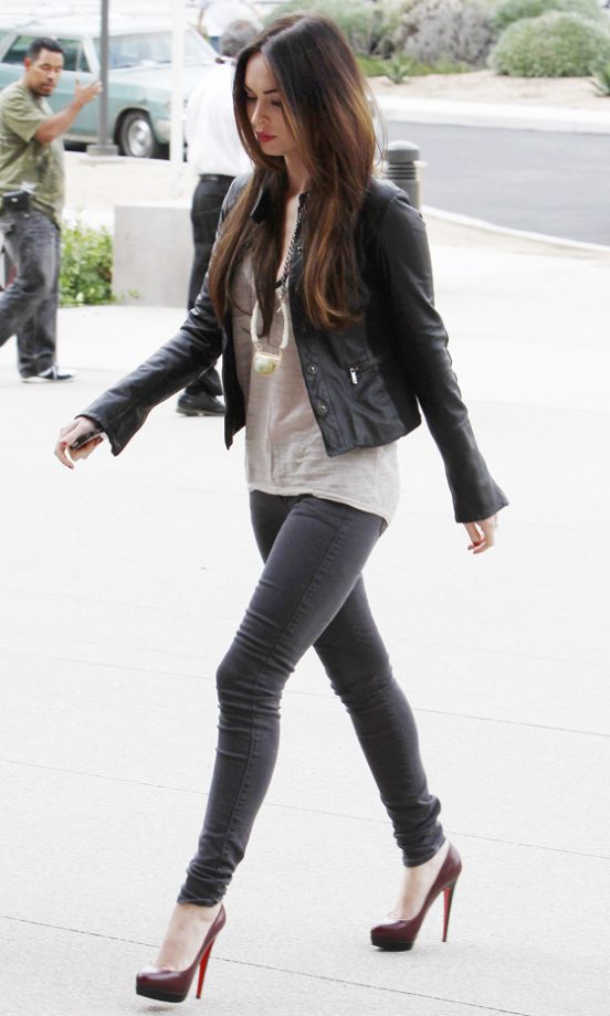 Megan Fox Looked Casually Chic In Killer Christian Louboutin Heels And A Super-Luxe Leather Jacket In LA, 2011