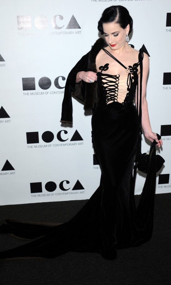 Dita Von Teese Didn’t Disappoint In A Corset Dress By Jean Paul Gaultier At The Museum Of Contemporary Art Gala 2011