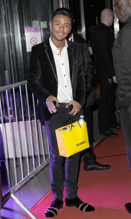 X Factor Star Marcus Collins Kept His Selfridges Goddies Close To Hand At The Children In Need Fundraising Dinner