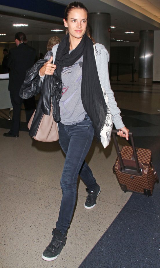 Alessandra Ambrosio Was Spotted Wearing Her Favourite High Top Trainers At LAX Airport, 2011