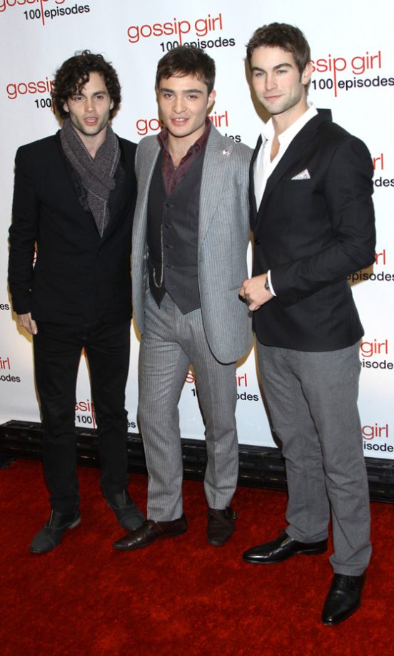 Three's A Crowd: Penn Badgley, Ed Westwick And Chace Crawford Hit The Red Carpet At The Goossip Girl Party, 2011