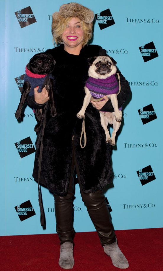 Pug Love: Brix Smith-Start Shows Off Her Super-Cute Pug Dogs At The Launch Of London’s Somerset House Ice Rink, 2011