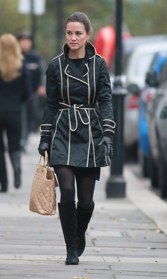 Pippa Middleton Showed Off Her Fashion Credentials In A Piped Trench Coat And Winter Accessories. 2011