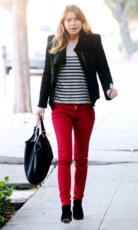 Ellen Pompeo Earned Some Serious Fashion Brownie Points In Breton Stripes And Red Jeans While Out And About In LA. 2011