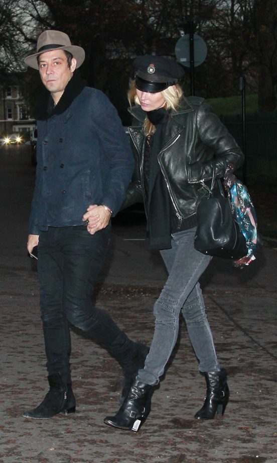 Kate Moss Worked Her Rock Chick Style With A Military Cap And Husband Jamie Hince. 2011