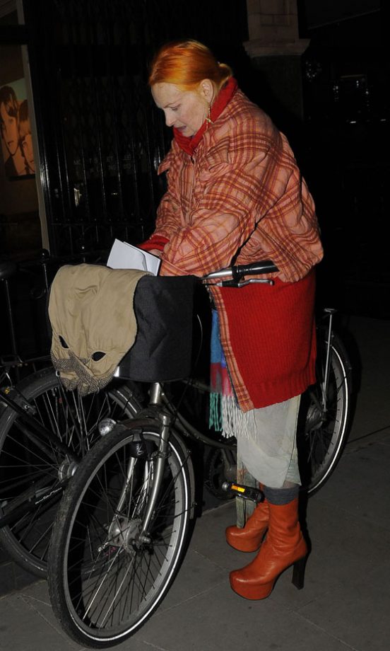 Vivienne Westwood Worked Her Quirky Signature Style For A Night Out In London, And Even Cycled Home In Her Towering Heels - Impressed! 2011