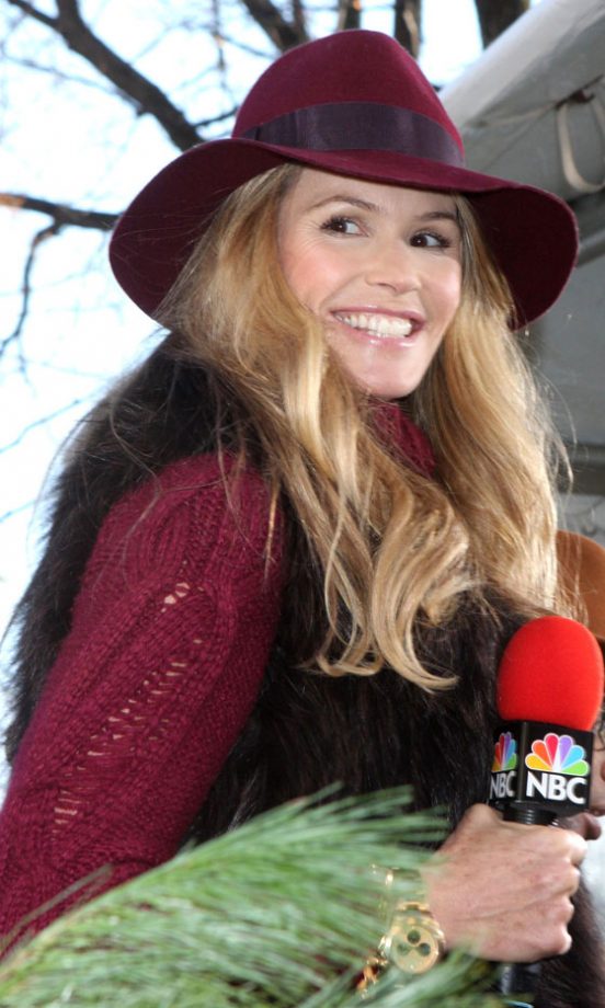 Elle Macpherson Worked Her Signature '70s Style In A Wide Brimmed Hat And Furry Gilet. 2011