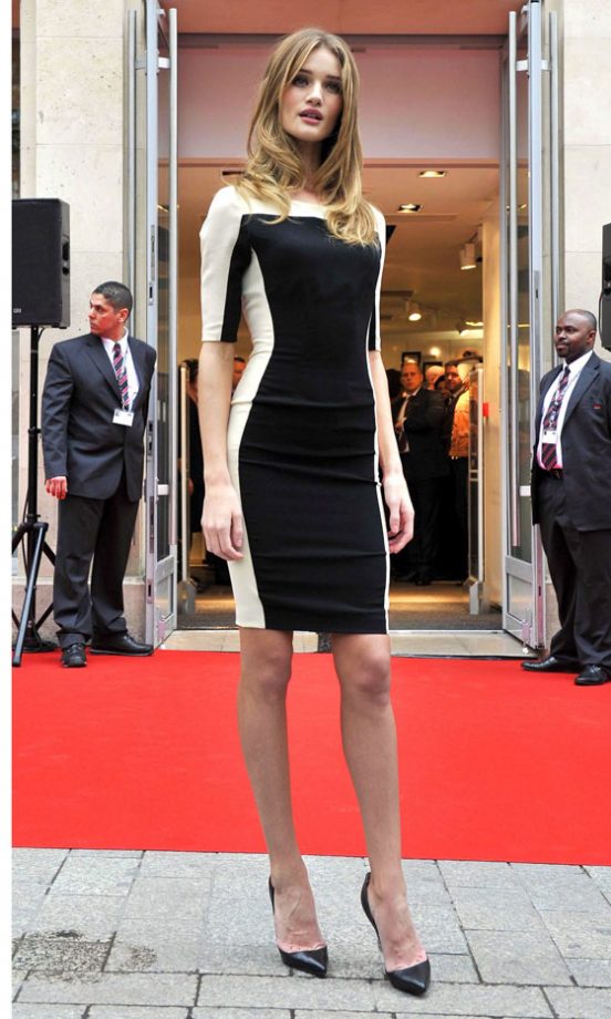 Rosie Huntington-Whiteley Opened The Marks & Spencers Store In Paris In A Monochrome Dress From The British High Street Fashion Staple. 2011