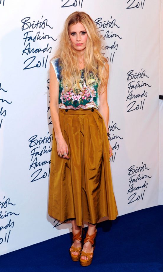 Laura Bailey Looked Quirky On The Red Carpet At The British Fashion Awards In An On-Trend Midi Skirt And Tousled Hairstyle. 2011