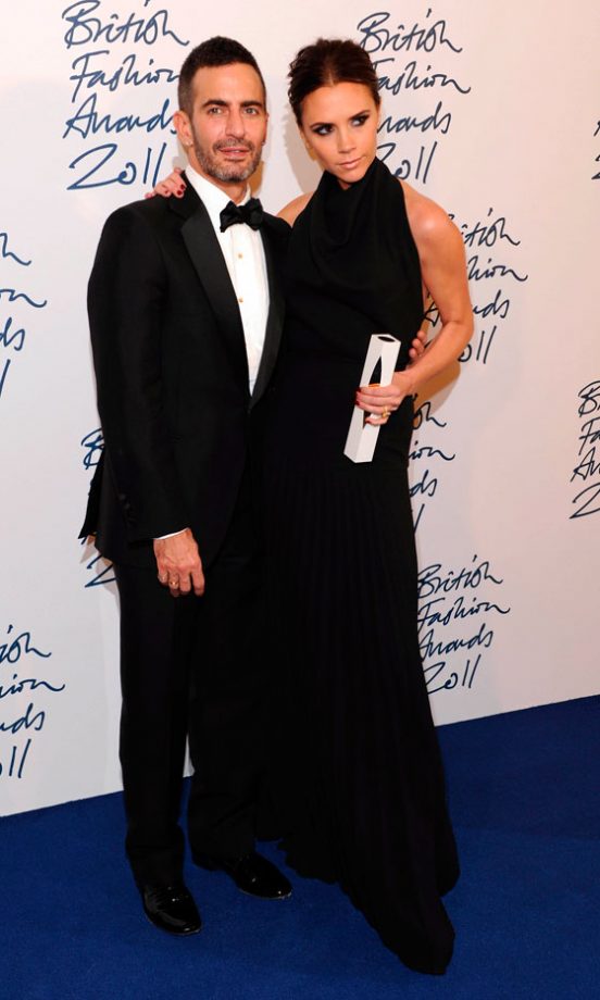 Victoria Beckham Poses With Marc Jacobs After Winning The Designer Brand Award At The British Fashion Awards, 2011
