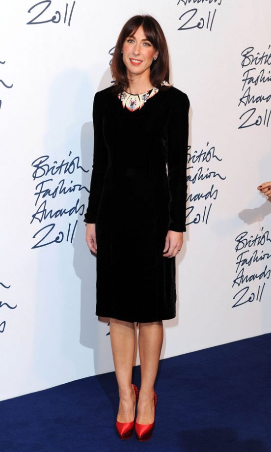 Samantha Cameron Looked Perfectly Polished In A Black Dress With Embellished Collar At The British Fashion Awards, 2011