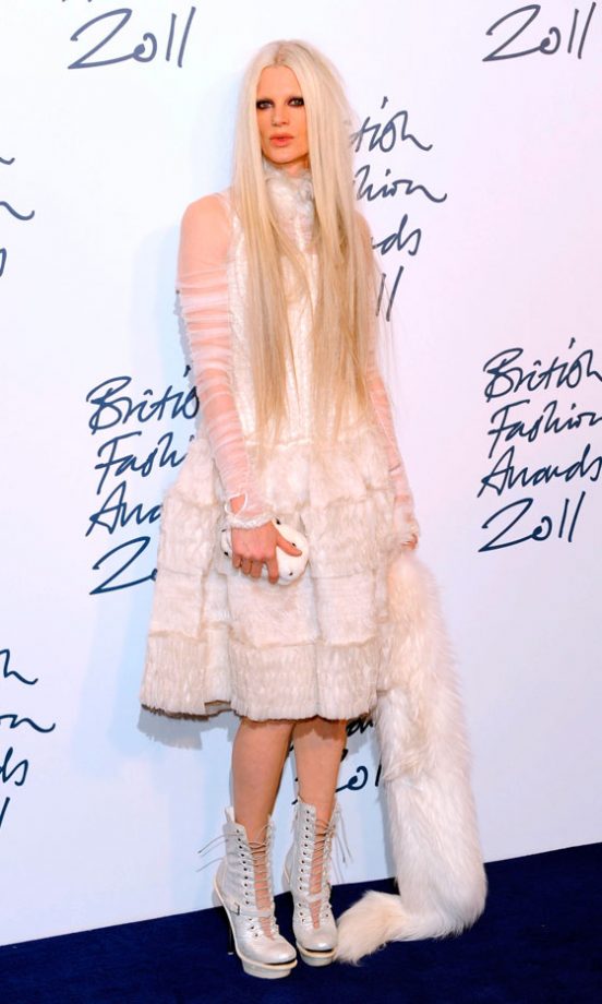 Kristen McMenamy Looked The Part In An Ice Queen-Inspired Outfit At The British Fashion Awards, 2011