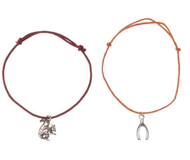 A squirrel and wishbone charm bracelet, £2 each, from Topshop Says Donate