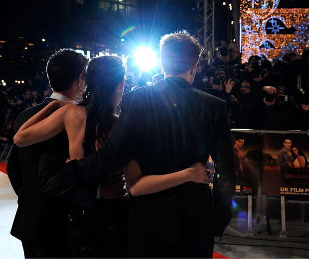 Kristen Stewart, Robert Pattison and Taylor Lautner at the Twilight Breaking Dawn: Part 1 premiere