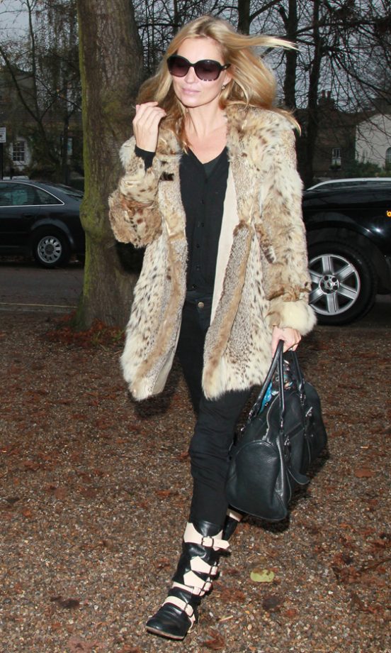 Kate Moss Looked Casually Cool In London Rocking A Fluffy Winter Coat, 2011