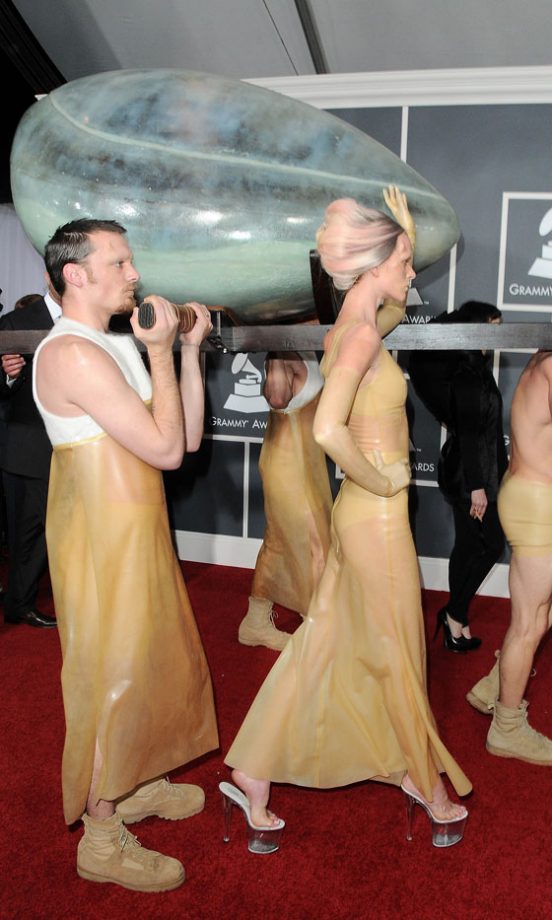 Lady Gaga Continued To Make Fashion Headlines This Year By Arriving At The Grammy Awards In An Egg. 2011
