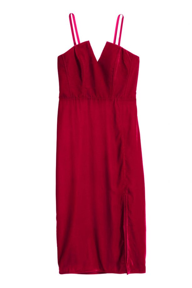H&M Bandeau velvet dress, £39.99