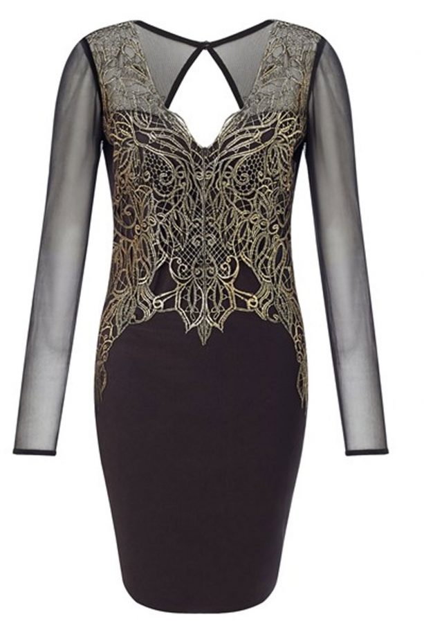 Michelle Keegan x Lipsy mesh sleeve dress, £70