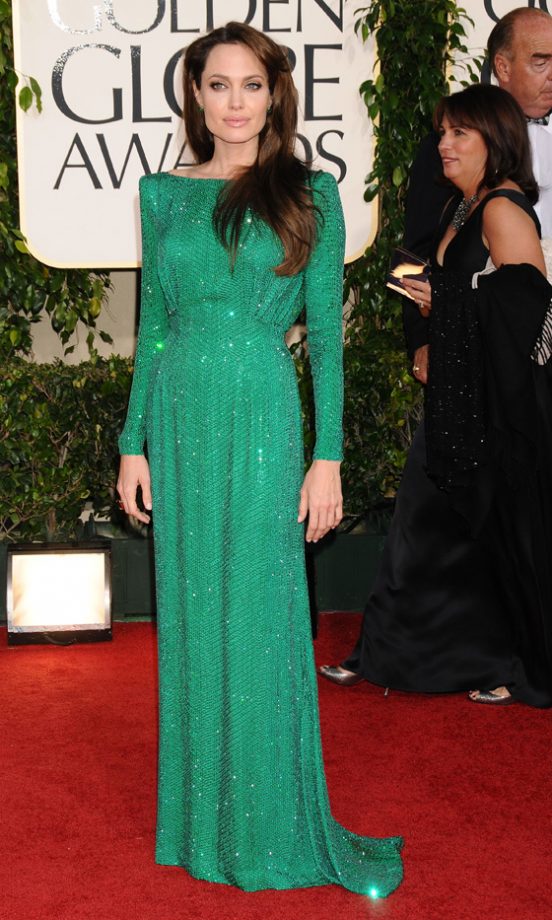 Angelina Jolie Glittered At The 68th Annual Golden Globe Awards Wearing Atelier Versace, 2011