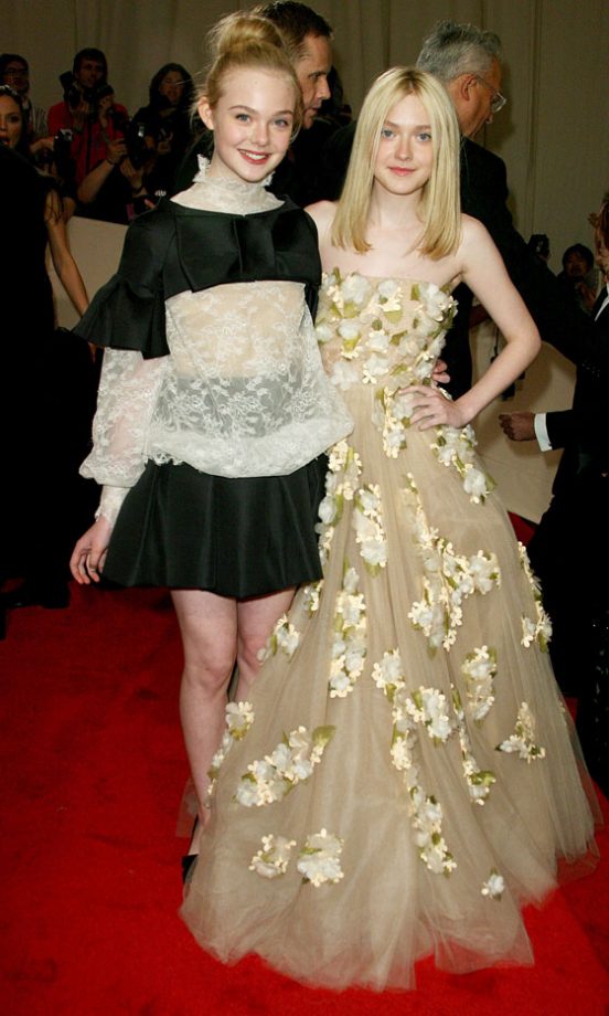 Stylish Sisters Elle Fanning And Dakota Fanning Looked Fairytail Fabulous In Valentino Dresses At The Costume Institute Gala Benefit. 2011