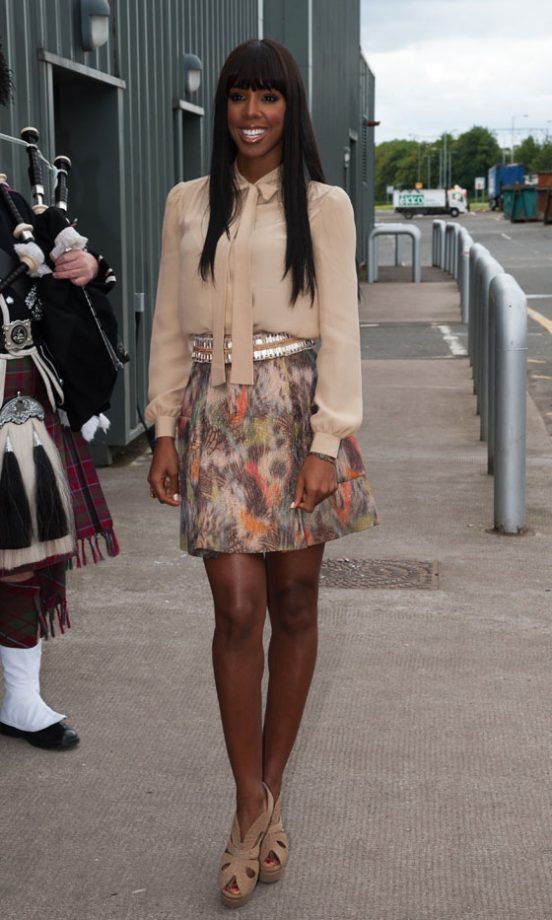 Kelly Rowland Goes Head To Toe Designer At The X Factor Auditions In Glasgow, Wearing A Chloe Top, Matthew Williamson Skirt And Fendi Heels, June 2011
