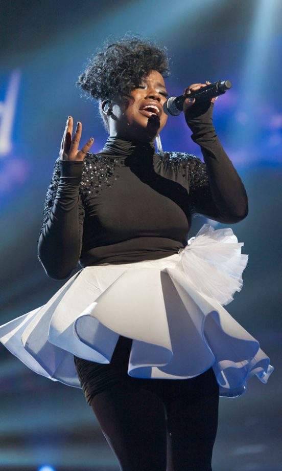 Misha B Wowed In A Forever Unique Dress And Custom Made Skirt On The X Factor Live Show