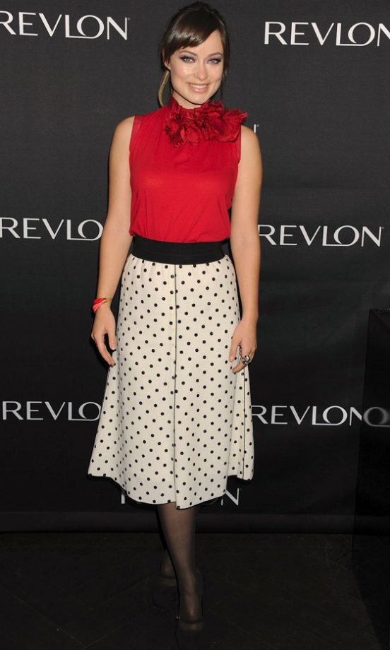 Olivia Wilde Drove Us Dotty With Her Super-Cute Polka Dot Skirt And Blouse Combo, 2011