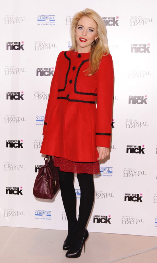 TOWIE Fashion Star Lydia Bright Wrapped Up In Style Wearing A Cute Red Coat, 2011