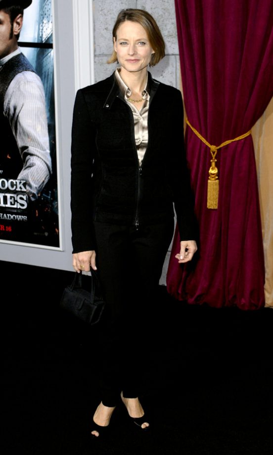 Jodie Foster Took Style Tips From Angelina Jolie's Style Book And Rocked A Classic Black Suit At The Sherlock Holmes LAPremiere, 2011