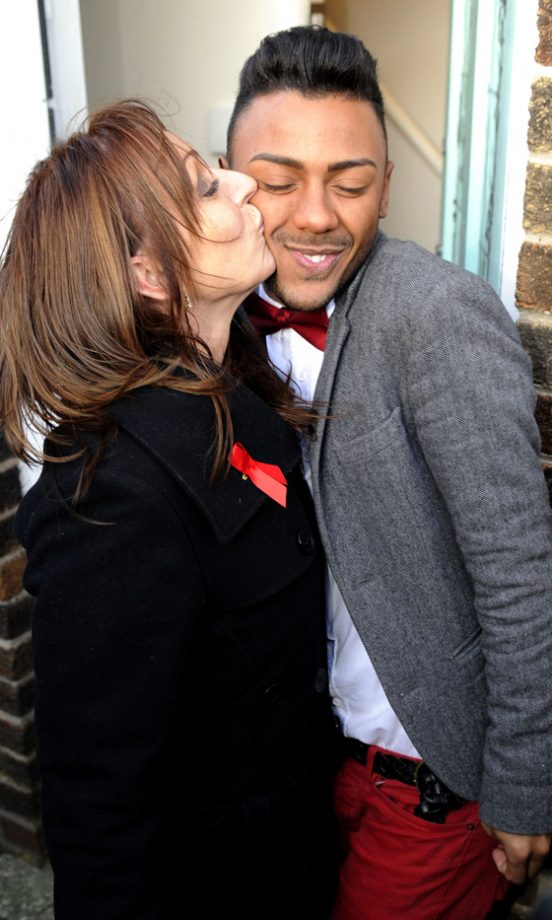 Marcus Collins Gets A Good Luck Kiss From His Mum Tracy Collins, 2011