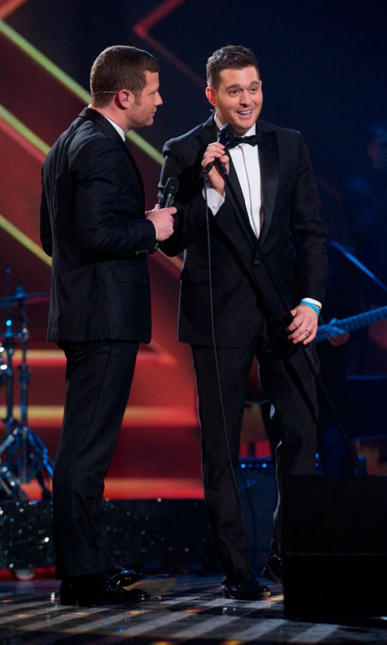 Looking Dapper: Michael Buble And Dermot On The X Factor Stage