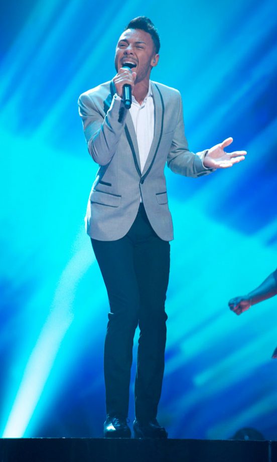Marcus Collins Looked Dapper In A Grey Blazer On The X Factor Final 2011