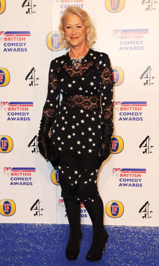 Helen Mirren Attended The British Comedy Awards Red Carpet In This Season's Hot Star Print Fashion Trend - Spot On! 2011