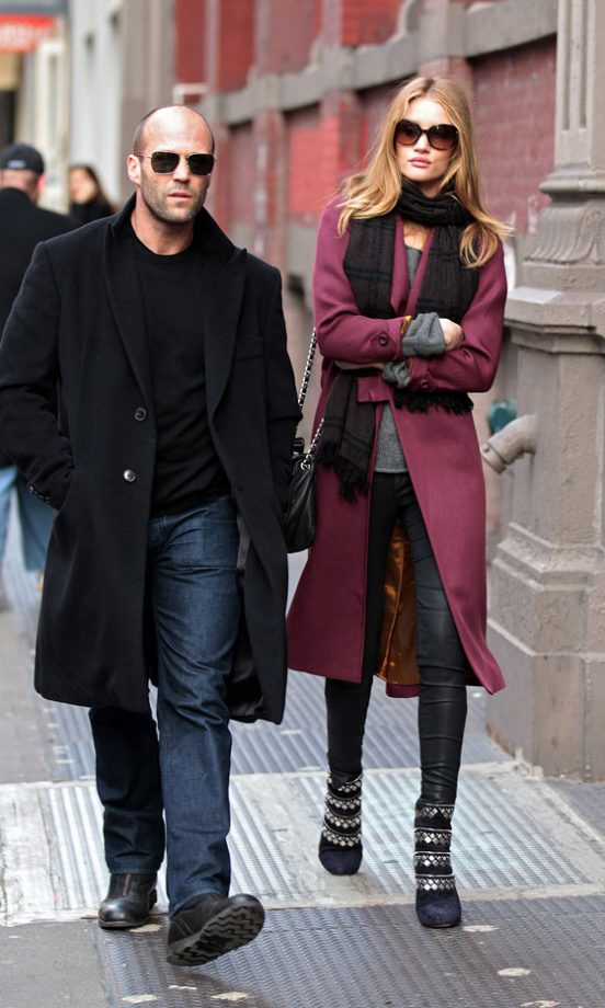 Rosie Huntington-Whiteley Wrapped Up Warm With Boyfriend Jason Statham While Out In New York. 2011
