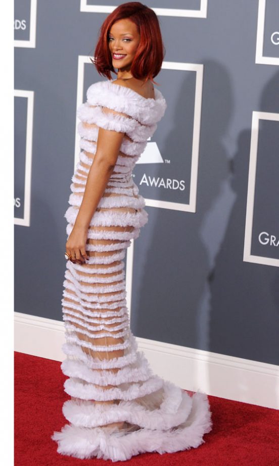 Rihanna's Risque Jean Paul Gaultier Dress Covered Up Just The Right Places At The Grammy Awards. 2011
