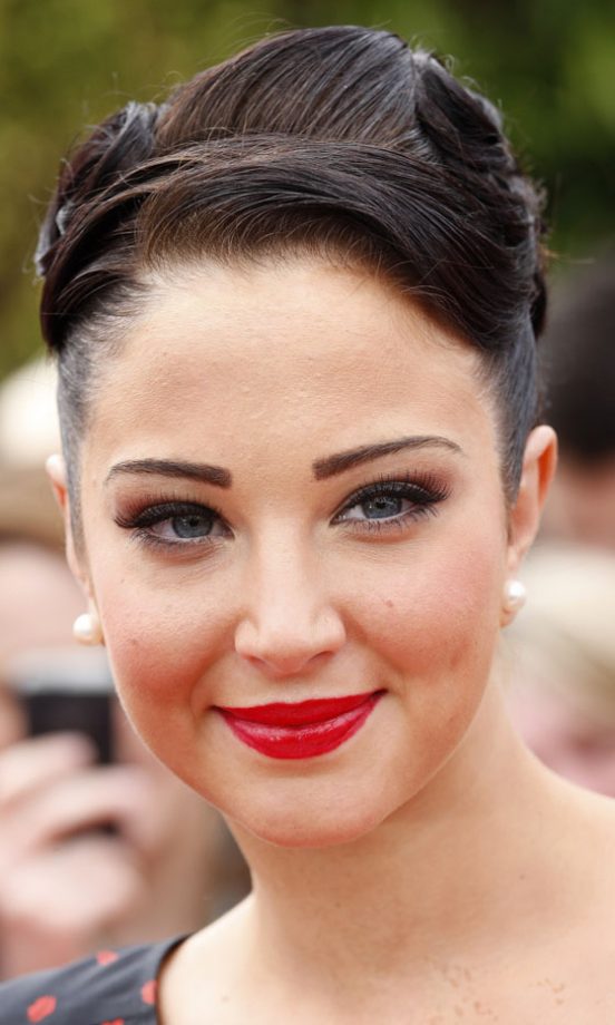 Tulisa Goes For Some Red Lippie To Go With Her Seriously Styled Hair In Birmingham, June 2011