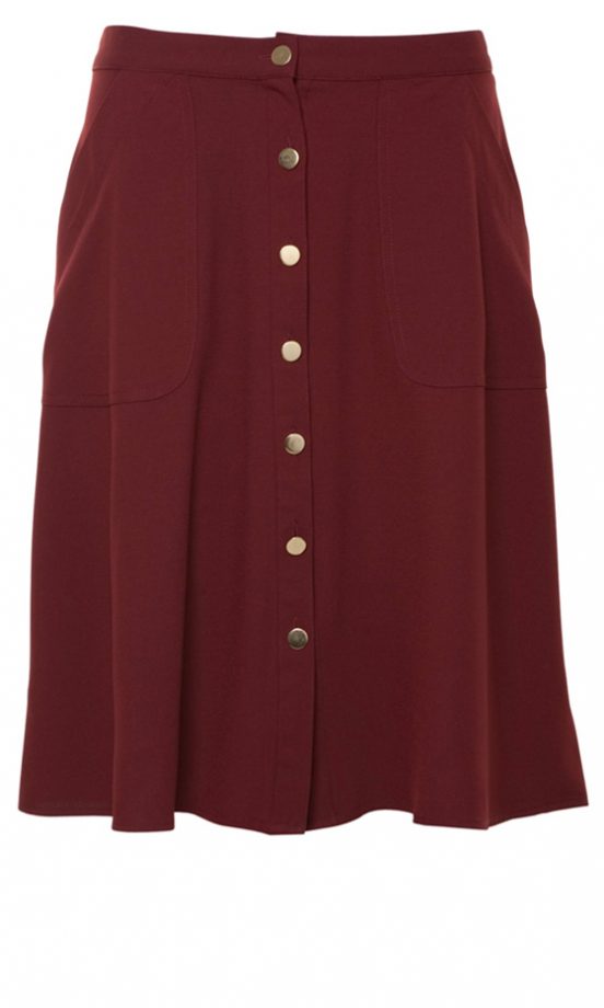 A|wear Burgundy Dusty Button Detail Skirt, £25