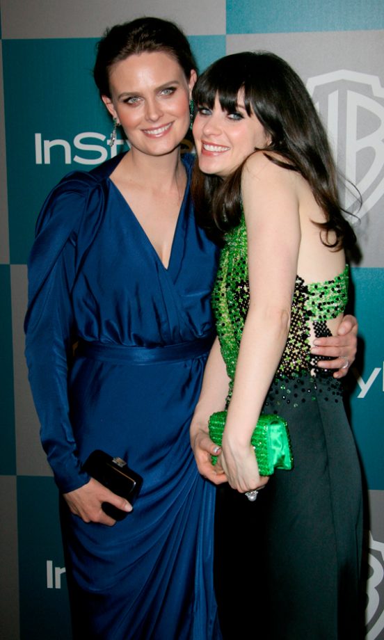 Emily Deschanel And Zooey Deschanel At The Warner Brothers Golden Globes After Party 2012