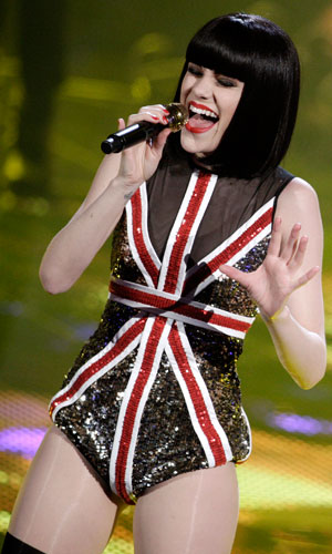 Jessie J Gets Patriotic In A Sequin Union Jack Leotard In Holland, December 2011