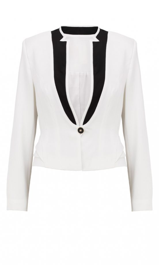 Marks & Spencer SS12 White Blazer With Black Collar