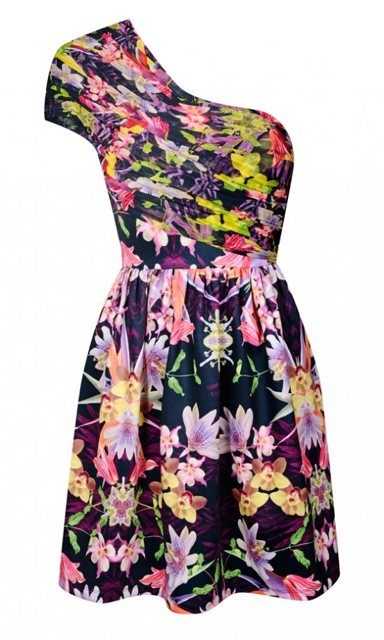 Miss Selfridge SS12 Floral One Shoulder Dress