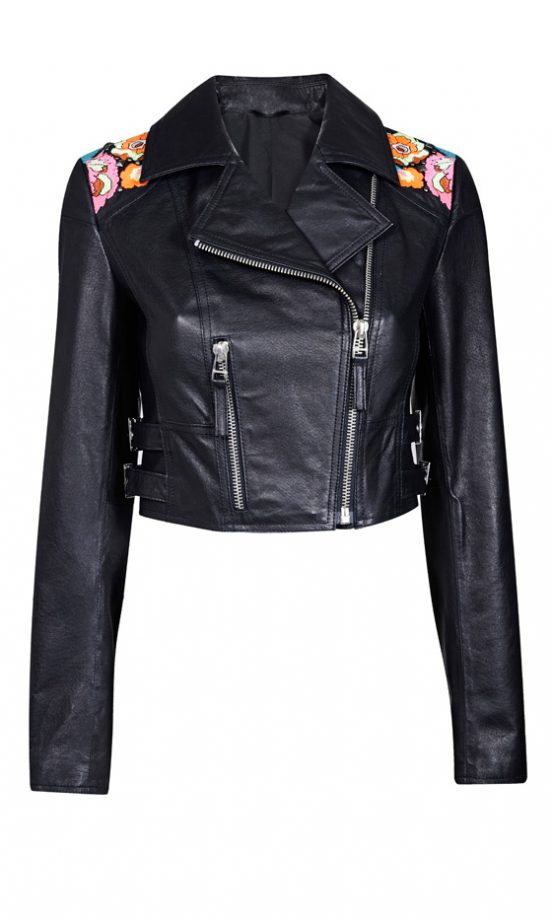 Miss Selfridge SS12 Black Embellished Leather Jacket
